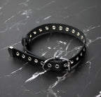 EYELET CHOKER: Unisex leather collar with eyelets and buckle closure