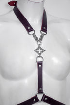 Quatrefoil Leather Harness - Marsala