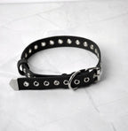EYELET CHOKER: Unisex leather collar with eyelets and buckle closure