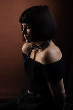 EYELET CHOKER: Unisex leather collar with eyelets and buckle closure