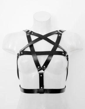leather chest harness pentagram star
