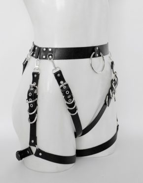 waist belt with side straps, leather garter belt harness