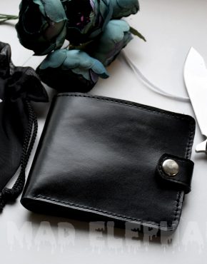 mens bifold black leather wallet