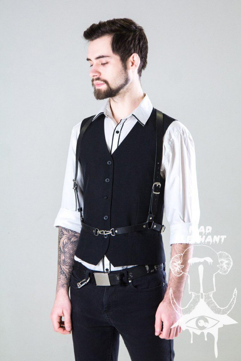 leather suspender harness men