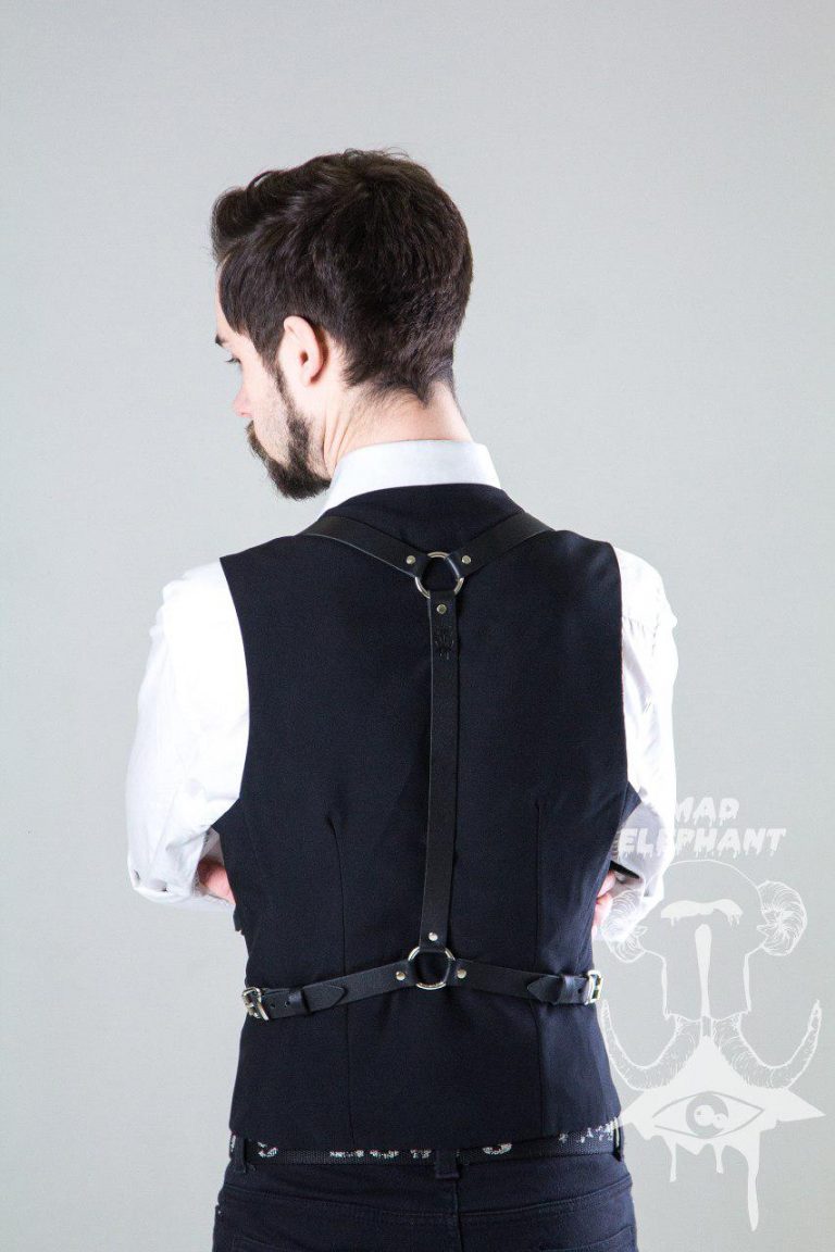 black suspender harness