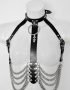 leather body harness with side chains and choker