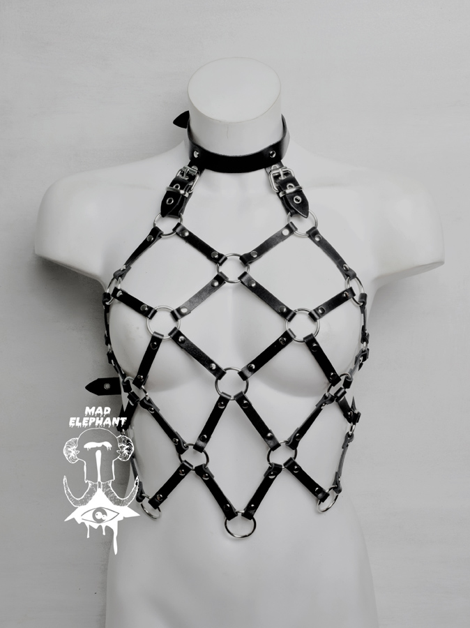 Black Cage Leather Harness and Bra – Jungle Tribe LA