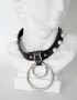leather choker necklace decorated with pearls