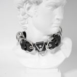 brutal leather choker with buckle and d-rings