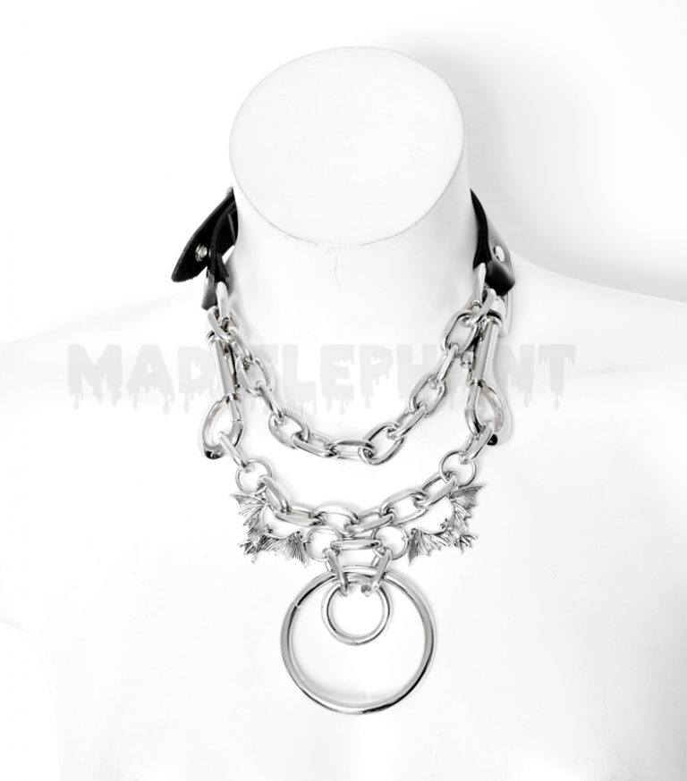 big chain collar made of metal and leather