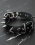 leather choker with buckle and spikes