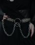 frontal view chainmail belt with black gothic clothing