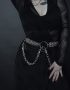 chainmail belt with chains and ring black dress