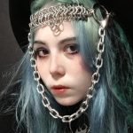 pastel goth girl with head harness chainmal