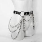 black vinyl belt with chains and crystals
