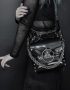 dark fashion gothic purse with chain handle made of black pvc