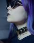 goth lady in sunglasses and leather choker