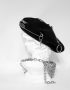 black woolen beret with metal details